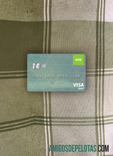 Letônia SEB Bank Visa Cartão de Débito Photolook Front exemplo real